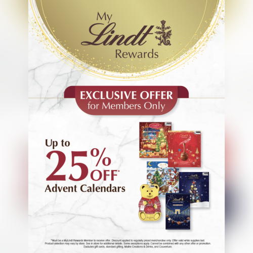 MyLindt Rewards: Advent Offer – Up to 25% off!